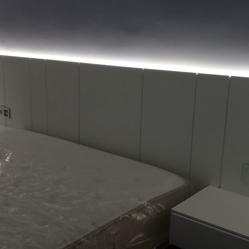 iluminacion led en cabecero cama en playa de gandia